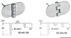 RVS scharnier met noppen omgekeerde pin 68,5x38,5 mm